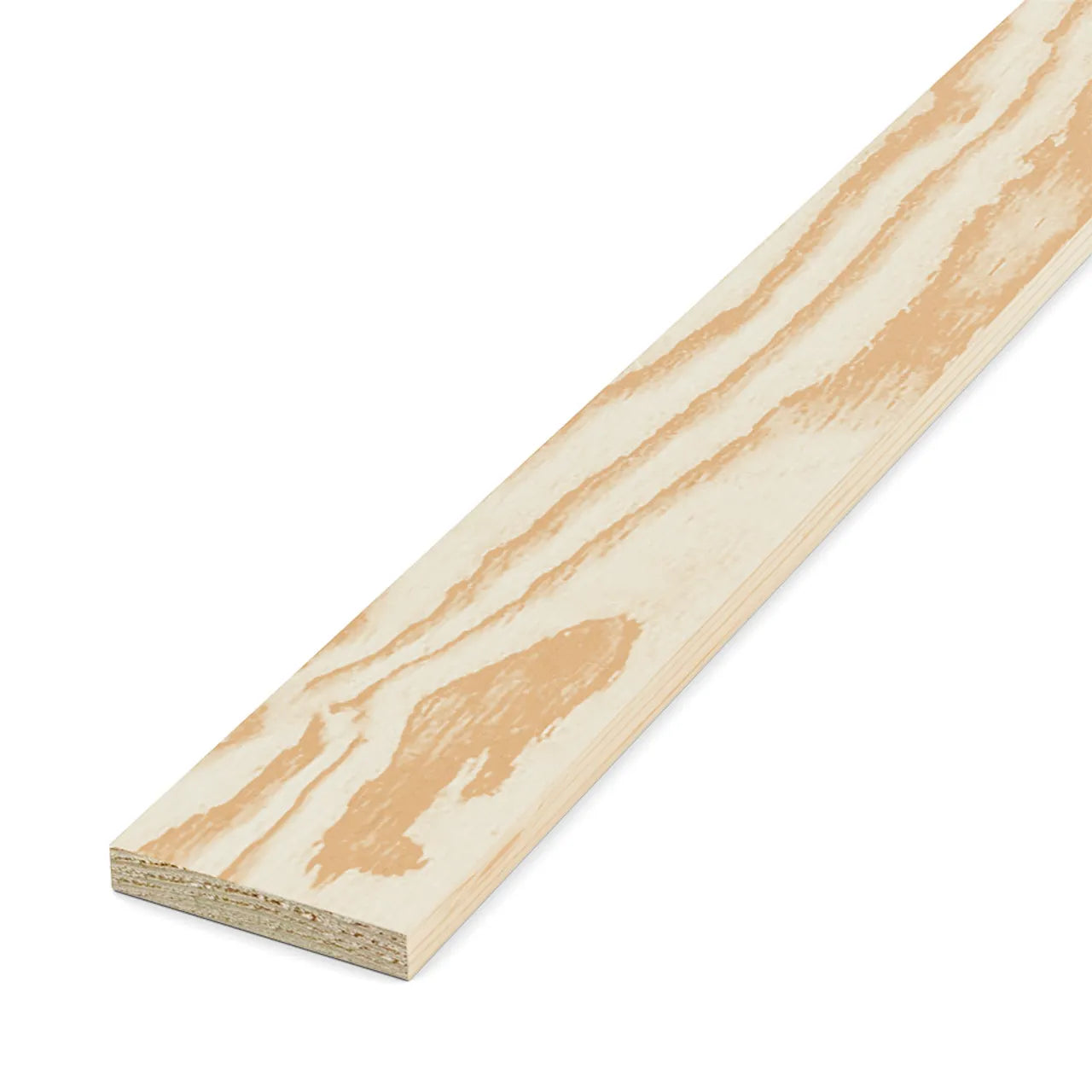 A Go Build 1 in. x 6 in. x 8 ft. Pressure Treated Lumber board is shown at an angle on a white background, highlighting its surface grain and thickness. Brand: Go Build, The Fastest Way To Build.